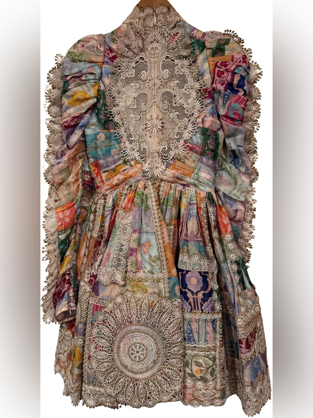 Zimmermann Cosmic Zodiac Doily Mini Dress 0 Floral Tile US 4 Linen Silk Runway - Picture 11 of 16